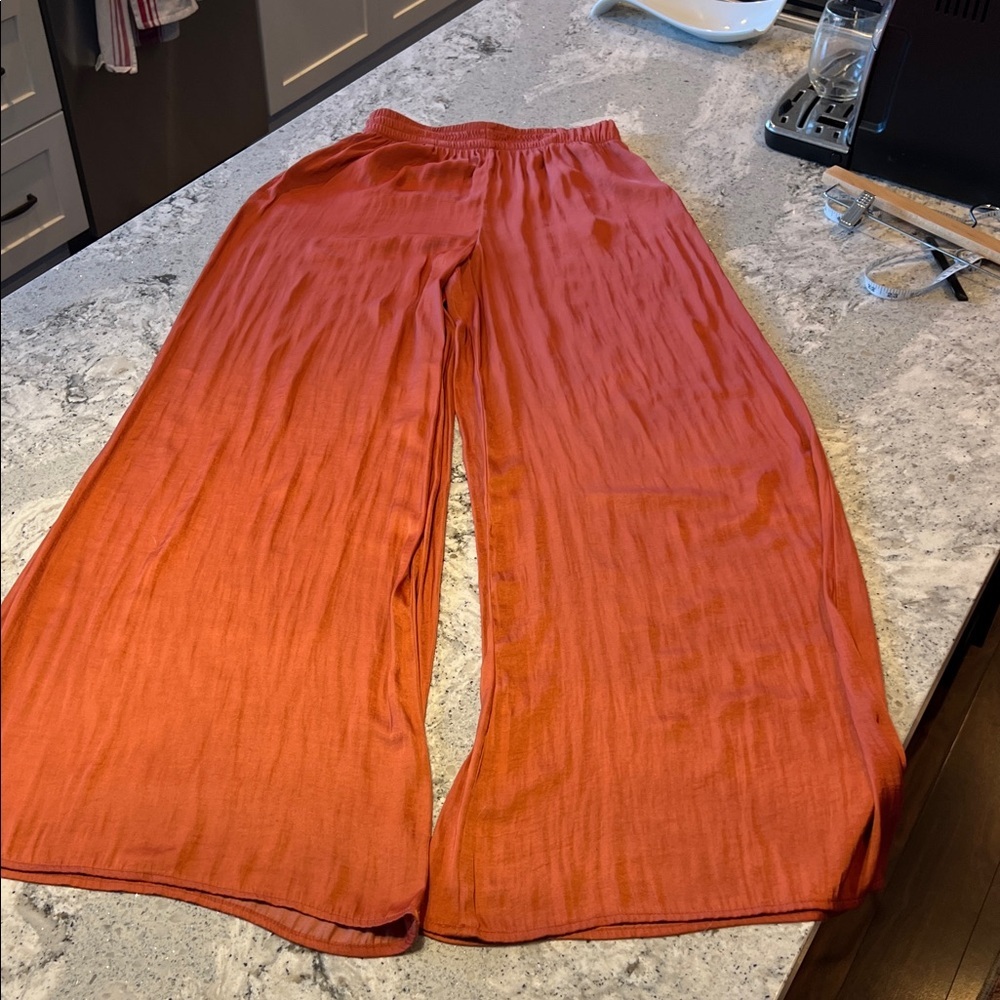Zara Wide-Leg Pull-On Terracotta Pants Size XS Inseam 31" - Picture 6 of 6